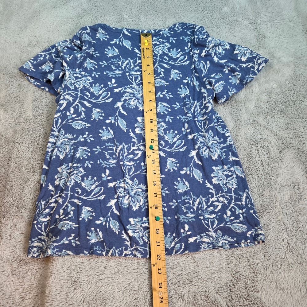 Lucky Brand Cotton T-Shirt Womens S Floral Print Scoop Neck Short Sleeve Blue - Picture 6 of 6